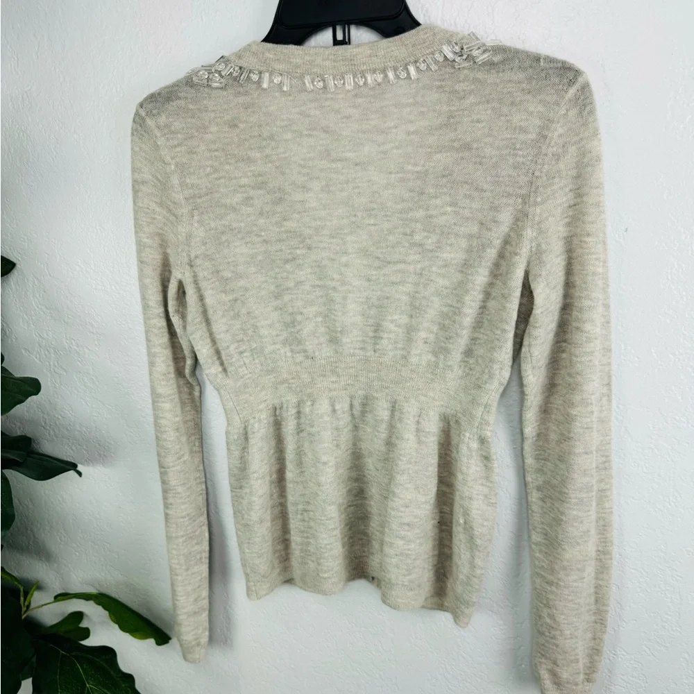 Rebecca Taylor Y2K Cashmere Bejeweled Baby Doll Pelum Grey Single Hook Cardigan - Picture 8 of 8